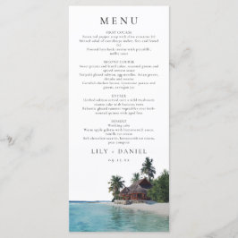 Watercolor Tropical Beach Destination Wedding Menükarte