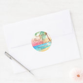 Watercolor Tropical Beach Hochzeitsticker Runder Aufkleber (Umschlag)