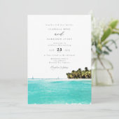 Watercolor Tropical Beach Jamaica Island Wedding Einladung (Stehend Vorderseite)