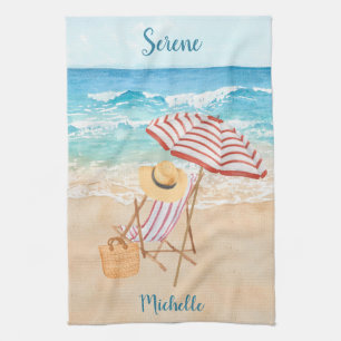 Watercolor Tropical Beach personalisieren Geschirrtuch