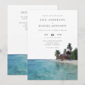 Watercolor Tropical Beach QR Code Wedding Einladung (Vorne/Hinten)