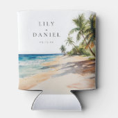 Watercolor Tropical Beach Wedding Dosenkühler (Rückseite)