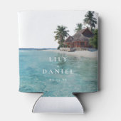 Watercolor Tropical Beach Wedding Dosenkühler (Rückseite)