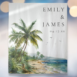 Watercolor Tropical Beach Wedding Foto Hintergrund Wandteppich