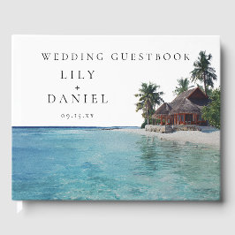 Watercolor Tropical Beach Wedding Gästebuch