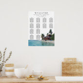 Watercolor Tropical Beach Wedding Seating Chart Poster (Küche)