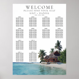 Watercolor Tropical Beach Wedding Seating Chart Poster