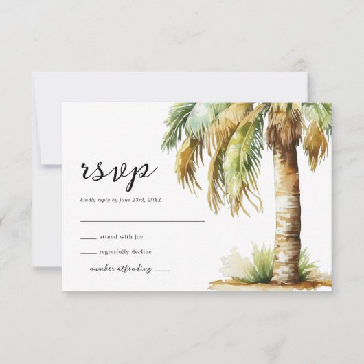 Watercolor Tropical Beach Wedding UAWG RSVP Karte (Vorderseite)