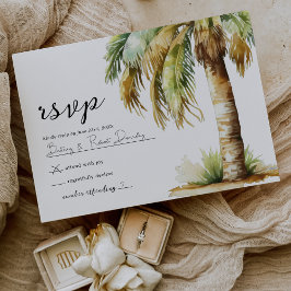 Watercolor Tropical Beach Wedding UAWG RSVP Karte
