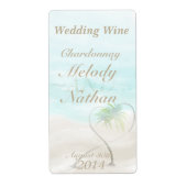 Watercolor Tropical Beach Wedding Wine Label (Vorne)
