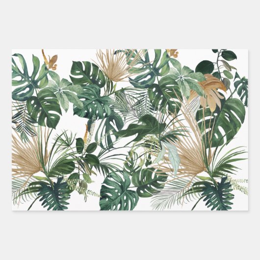 Watercolor Tropical Blätter Musterverpackungspapie (Vorderseite)