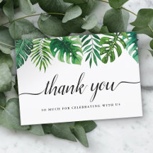 Watercolor Tropical Blätter Wedding Danke Card