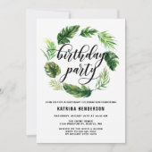 Watercolor Tropical Blätter Wreath Birthday Party Einladung (Vorderseite)