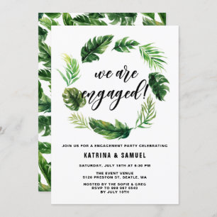 Watercolor Tropical Blätter Wreath Engagement Part Einladung