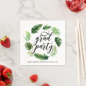 Watercolor Tropical Blätter Wreath Graduation Part Serviette (Beispiel)