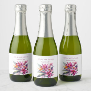Watercolor Tropical Bliss-Wedding Schaumweinetikett
