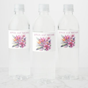 Watercolor Tropical Bliss-Wedding Wasserflaschenetikett