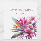 Watercolor Tropical Bliss-Wedding Weinetikett (Einzelnes Label)
