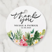Watercolor Tropical Blume Hochzeit Vielen Dank Geschenkanhänger (Rückseite)