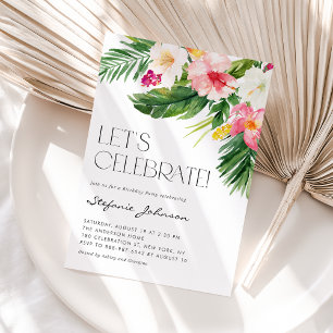 Watercolor Tropical Blume Summer Birthday Party Einladung