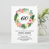 Watercolor Tropical Blume Wreath Birthday Party Einladung (Stehend Vorderseite)