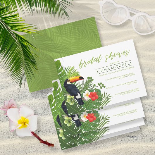 Watercolor Tropical Brautparty Green ID577 Einladung