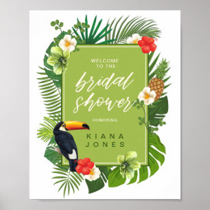 Watercolor Tropical Brautparty Green ID577 Poster