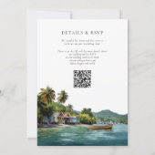 Watercolor Tropical Caribbean QR Code Wedding Einladung (Rückseite)