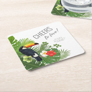 Watercolor Tropical Cheers to Liebe Green ID577 Rechteckiger Pappuntersetzer
