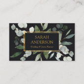 Watercolor Tropical Eucalyptus Greenery Black Visitenkarte (Vorderseite)