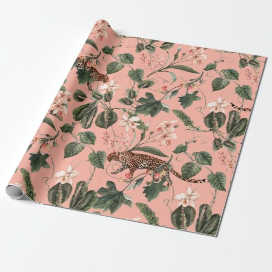 Watercolor tropical exotic pattern with orchid, gr geschenkpapier (Ungerollt)