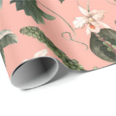 Watercolor tropical exotic pattern with orchid, gr geschenkpapier (Rolleneckpunkt)