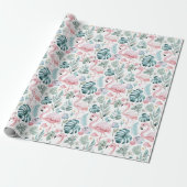 Watercolor Tropical Flamingo Baby Shower Geschenkpapier (Ungerollt)