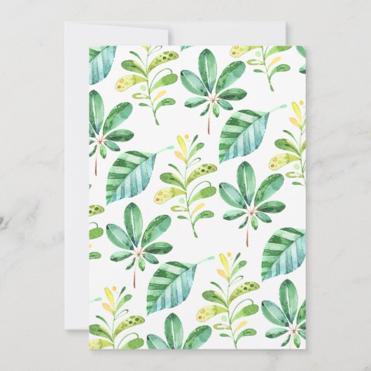 Watercolor Tropical Flamingo Einladung zum Geburts (Rückseite)