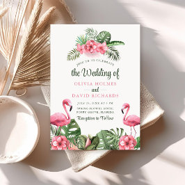 Watercolor Tropical Flamingo Wedding Einladung
