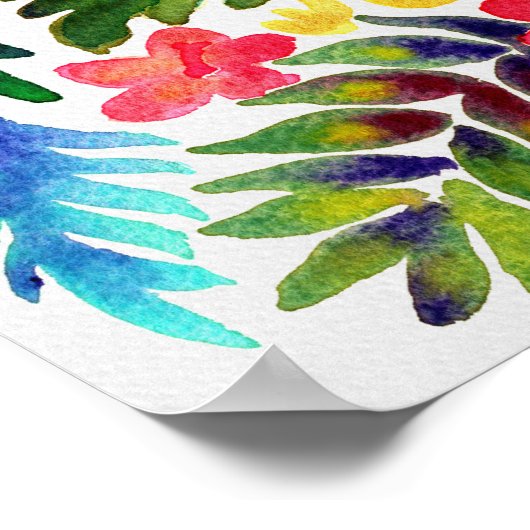 Watercolor Tropical Flamingos Poster (Ecke)