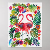 Watercolor Tropical Flamingos Poster (Vorne)