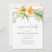 Watercolor Tropical Floral Beach Engagement Party Einladung (Vorderseite)