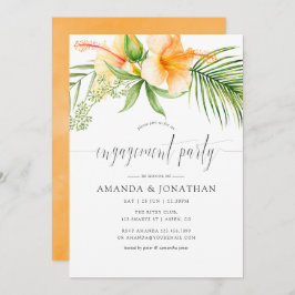 Watercolor Tropical Floral Beach Engagement Party Einladung