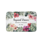 Watercolor Tropical Floral Botanical Beach House Badematte (Vorderseite)