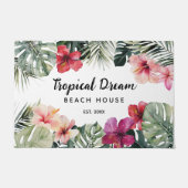 Watercolor Tropical Floral Botanical Beach House Fußmatte (Vorderseite)