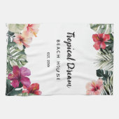 Watercolor Tropical Floral Botanical Beach House Geschirrtuch (Horizontal)