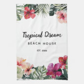 Watercolor Tropical Floral Botanical Beach House Geschirrtuch (Vertikal)