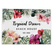 Watercolor Tropical Floral Botanical Beach House Große Geschenktüte (Rückseite)