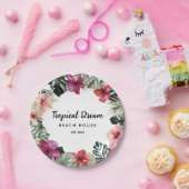 Watercolor Tropical Floral Botanical Summer Beach Pappteller (Party)