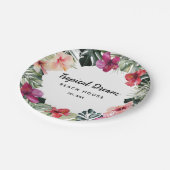 Watercolor Tropical Floral Botanical Summer Beach Pappteller (Schrägansicht)
