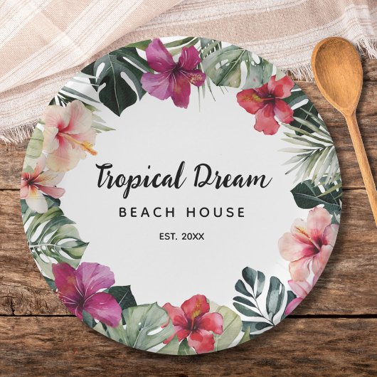 Watercolor Tropical Floral Botanical Summer Beach Pappteller