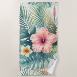 Watercolor Tropical Floral Design Strandtuch