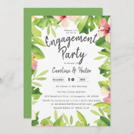 Watercolor Tropical Floral Engagement Party Einladung
