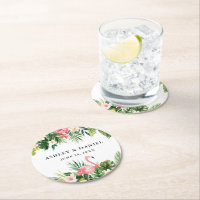 Watercolor Tropical Floral Flamingo Wedding